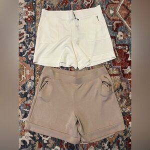 (2) Chicos Stylish Women's Shorts Size 3 or X- large in Cream and Tan